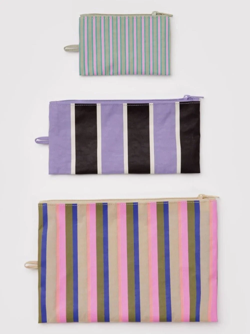 NWT Baggu Flat Pouch Set - Candy Shop Stripes